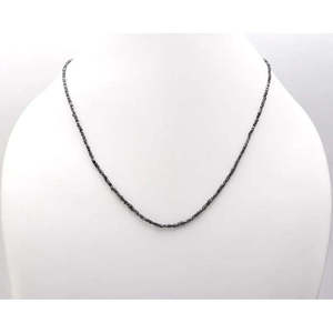 Collier de perles en diamant noir 2-3 mm, naturel brut non taillé, 16 pouces, motif en forme de boule - Product Image 3