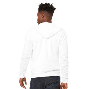 Sweat à capuche à cordon de serrage blanc uni en polaire de sport 100% coton pour hommes - Product Image 6