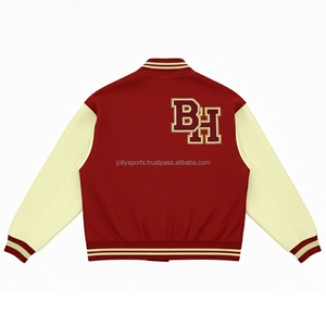 Chaqueta universitaria 420 GSM, tela de lana, Mangas de cuero crema, Parche de chenilla, diseño de logotipo bordado personalizado, chaquetas universitarias para mujer - Product Image 2