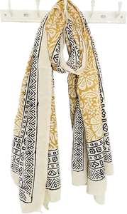 Couleur jaune en gros pas cher prix taux 100% pur coton longs sarongs traditionnel bohème impression plage Wrap indien écharpes paréos - Product Image 3