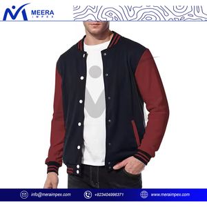 เสื้อแจ็กเก็ตเบสบอลสีกรมท่า Marron สำหรับผู้ชายเสื้อแจ็กเก็ตเบสบอลระบายอากาศได้ดีโลโก้ตามสั่ง - Product Image 3