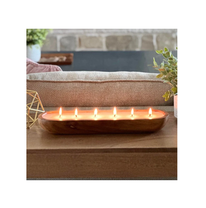 Bougie en bois bol à pâte rustique décoratif bols à pâte en bois sculpté à la main bols décoratifs de table - Product Image 6