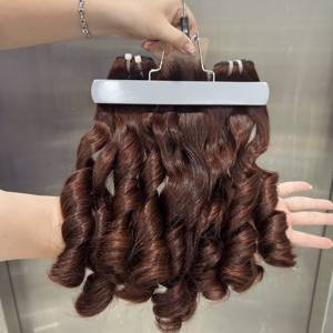 BOUCLES D'OEUFS BOUNCY VIERGE REMY DOUBLE TIRÉ 3 PAQUETS FERMETURE/FRONTAL PRIX DE GROS EXTENSIONS DE CHEVEUX HUMAINS VIETNAMIENS - Product Image 1