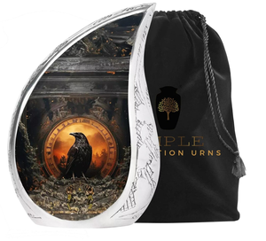 Handcrafted Black Meena Coated Aluminum <b>Urns</b> Unique Contoured Design <b>Large</b> (220 cu in) & Keepsake (3 cu in) Engravable Option - Product Image 2