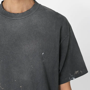 Camisetas Unisex de cuello redondo de alta calidad 100% algodón patrón sólido diseño personalizado gráfico alta calidad 3D estampado pesado hombres de gran tamaño - Product Image 3