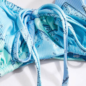 Ensemble de maillot de bain bikini 2 pièces pour femmes, design unique, matière respirante en polyester/nylon, taille élastique, motif imprimé pour vêtements de plage - Product Image 4