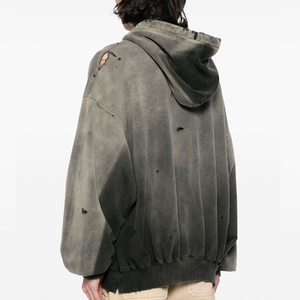 Sudadera con Capucha para Hombre, Diseño Desgastado, 100% Algodón, Ligera, Secado Rápido, Impresión de Logotipo Personalizada, Venta al Por Mayor - Product Image 4