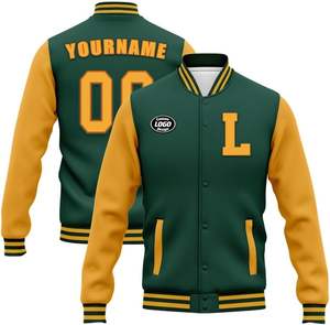 Chaqueta universitaria personalizada con nombre, número y logotipo del equipo bordado, diseño sublimado para mayor comodidad y estilo - Product Image 1