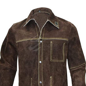 2025 nouveauté sur mesure de haute qualité soudage veste d'hiver Top vente fendu cuir de vache col montant avant Logo Position - Product Image 4