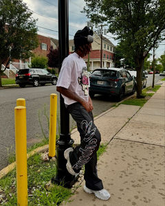 กางเกงกันลมผ้าไนลอนทรงหลวมขากว้างสำหรับผู้ชายกางเกงลำลองผ้าโพลีเอสเตอร์ปักโลโก้ได้ตามต้องการ - Product Image 4