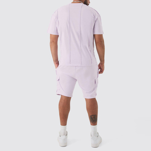 Ensembles de t-shirts et shorts de conception de logo personnalisé de haute performance en bas quantité minimale de commande de style haut deux pièces vêtements de rue pour les ensembles jumeaux pour hommes - Product Image 2
