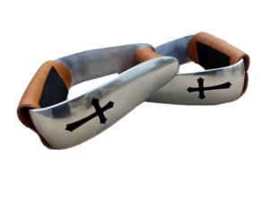 Étriers d'équitation western en aluminium, design croix de Jésus peinte à la main, coussinet de cou recouvert de cuir, placage nickelé, haute qualité - Product Image 3