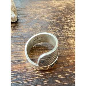 Raymond Begay 18K Gold and Rhodium Plated <b>Adjustable</b> Opal & Sterling Silver <b>Ring</b> Trendy Number Shape Inlay Size 6.5 Gift - Product Image 4