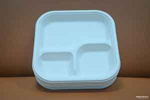 Assiettes à dîner jetables compostables en bagasse à 3 compartiments de luxe de 10 pouces GNE10-3CP d'exportation Global Nexo mariage Maharashtra - Product Image 2