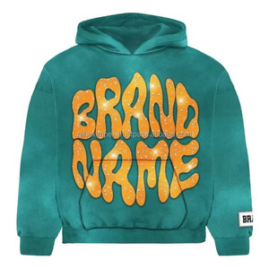 Sudadera con capucha unisex vintage con pedrería bordada 100% algodón - Product Image 1