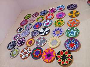 Handmade Bohemian Wooden Disc Painting Set Mandala Coaster DIY Craft <b>Board</b> Cartoon Pattern Eco-Friendly Home Decor Gift - Product Image 2