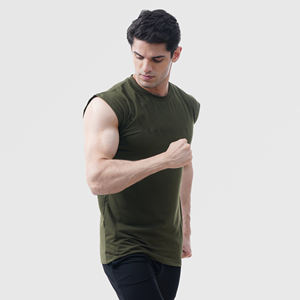 2025 hommes couleur unie Tang hauts Muscle Gym entraînement gilet été débardeur manches T-Shirt pour courir en gros - Product Image 4