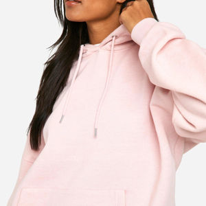 Qualité supérieure 100% coton hiver femmes survêtement uni régulier deux pièces à capuche grande taille écologique OEM ODM entretenu - Product Image 5