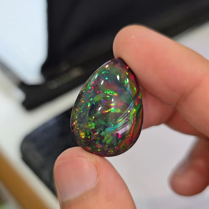 Cabujón de ópalo negro etíope natural. Pieza de alta calidad. 13,60 Cts Total. Cabujón de ópalo de calidad de clase mundial - Product Image 2