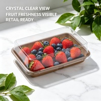 Conteneur alimentaire en plastique rectangulaire personnalisé certifié BRC avec couvercle transparent, boîte à gâteau jetable pour pâtisserie