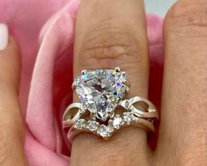 Trillion Solitaire Engagement <b>Ring</b> <b>Set</b> Beautiful Cut Moissanite Sterling <b>Silver</b> Customized Hip Hop Pendant Party Custom Jewelry - Product Image 1