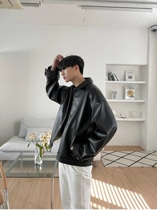 Chaqueta de cuero de alta calidad para hombre, chaquetas de cuero de moda delgadas con un solo botón, traje informal de negocios para hombre, abrigos, prendas de vestir de PU sólidas para hombre - Product Image 6