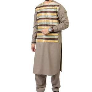 Robe afghane pour hommes Porter Afghanistan Shalwar Kameez Respirant Musulmans Punjabi Robes Imprimées Stylisée Respirante - Product Image 3