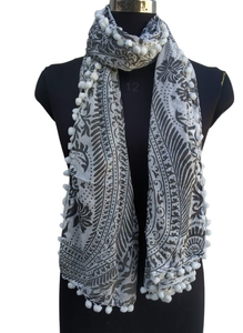 Bufanda Bloque de mano Bufandas de algodón impresas Bellamente elaboradas 100x180 pulgadas Estolas - Product Image 3