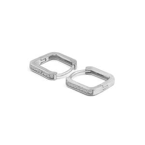 NOVAMART Fine Zarkan Minimal <b>Square</b> Silver <b>Diamond</b> <b>Earrings</b> Wholesale Export - Product Image 1