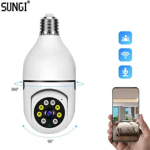 Wireless PTZ Security WIFI Camera with E27 Bulb Connector Motion Auto Tracking 2 Way Audio Spotlight Night Vision Smart Life