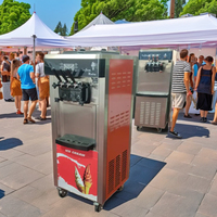 Machine à glace molle professionnelle de comptoir en acier inoxydable, 3 saveurs (Yaourt, Lait, Chocolat, Eau), haute productivité, Nouveauté