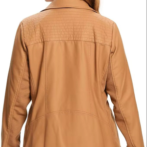 Chaqueta Casual de Mujer, de Cuero Genuino, Acolchada, Impermeable, Transpirable, Estampada, con Cierre, Chaqueta de Gamuza, Botones Elásticos, 100% Poliéster - Product Image 3