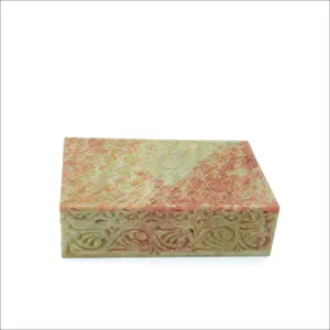 首饰盒天然皂石雕刻印度手工工艺品