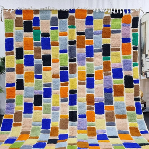 Alfombra de lana de diseñador marroquí multicolor alfombra Beniourain copetuda para Pent House o comedor y áreas de Hotel decoración del hogar - Product Image 1