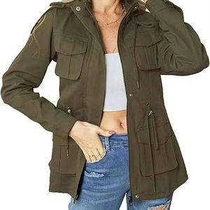 Chaquetas casuales de mujer con capucha Abrigos de bombardero ligeros de manga larga con bolsillos - Product Image 1
