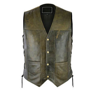 Gilet en cuir sans manches personnalisable à la mode pour hommes équipement de moto d'hiver respirant vente en gros de matériel à la mode pour - Product Image 1