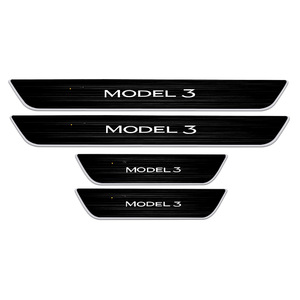 Pour Tesla modèle Y Induction magnétique avec pédale <span class=keywords><strong>de</strong></span> bienvenue lumineuse <span class=keywords><strong>barre</strong></span> <span class=keywords><strong>de</strong></span> <span class=keywords><strong>seuil</strong></span> en acier inoxydable en Fiber <span class=keywords><strong>de</strong></span> carbone titane <span class=keywords><strong>noir</strong></span> - Product Image 3