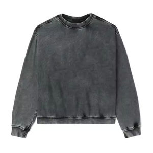 Nouveauté Pull à col rond pour femme en denim délavé à l'acide, épaules tombantes, taille plus, vintage, lavé, longueur régulière, imprimé, hiver - Product Image 1