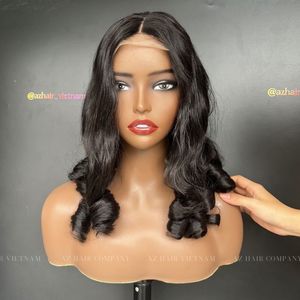 Perruque de cheveux humains de couleur naturelle bon marché extensions de cheveux bouclés dentelle frontale suisse petit nœud pour femmes - Product Image 3