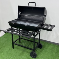 Barbecue au charbon de bois de jardin extérieur en acier robuste de qualité supérieure avec revêtement en poudre moderne avec tables pliables avant et latérales