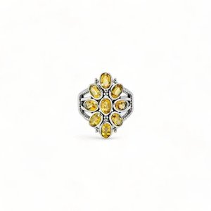 Anillo de piedras preciosas de plata 925 con piedra citrina banda de diseño único para mujer boda compromiso fiesta aniversario cumpleaños regalos - Product Image 1