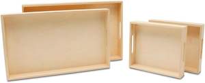 Juego de Bandejas de Madera DIY, Paquete de 4 Bandejas Encajables con Asas, Diseño Tradicional, Decoración para el Hogar, Técnica de Grabado para Servir en Bodas - Product Image 2