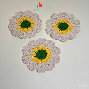 Posavasos de Flores de Rosa de Ganchillo de Lana Hechos a Mano, Manta de Diseño Clásico Reutilizable, Regalo para el Día de la Madre de Vietnam - Product Image 3