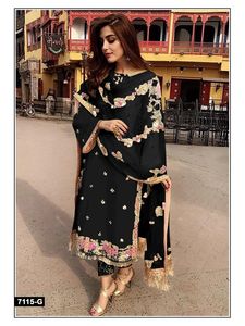 Mujeres tradicional Georgette bordado secuencia trabajo Salwar Kameez cosido fiesta desgaste indio pakistaní bodas a los mejores precios - Product Image 3