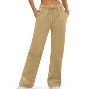 Pantalon de survêtement évasé épais pour femme avec un design unique Ceinture à cordon de serrage de haute qualité Couleur unie Taille moyenne pour l'hiver - Product Image 4