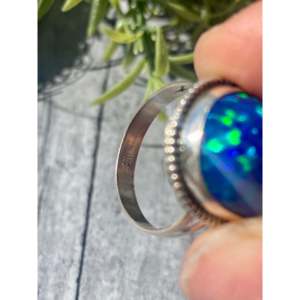 Navajo Handcrafted Natural Opal Sterling Silver <b>Statement</b> <b>Ring</b> Size 7.25 - Product Image 5