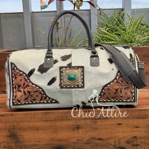 Manufacturer Custom Designer Large Hand Tooled Leather Duffel <b>Bag</b> Genuine Cow Leather <b>Travel</b> <b>Bags</b> Luxury <b>Weekend</b> Overnight <b>Bags</b> - Product Image 1