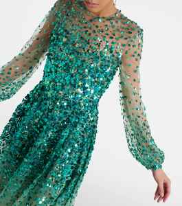 Vestido de noche de fiesta, vestido de mujer para la fiesta con cuentas de lentejuelas, vestido de noche de fiesta elegante para mujer, cena de satén de lujo - Product Image 2