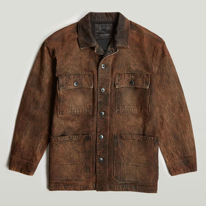Chaquetas de mezclilla para hombre hechas de material de secado rápido y teñido liso/chaquetas de mezclilla para hombre de longitud regular para adultos - Product Image 6