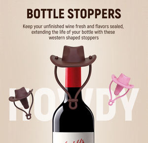 Tapones para Vino, Tapón de Silicona para Prosecco, Tapón para Botella de Vino, Tapón para Champán con Forma de Sombrero de Vaquero, Regalo Divertido para Amantes del Vino - Product Image 1